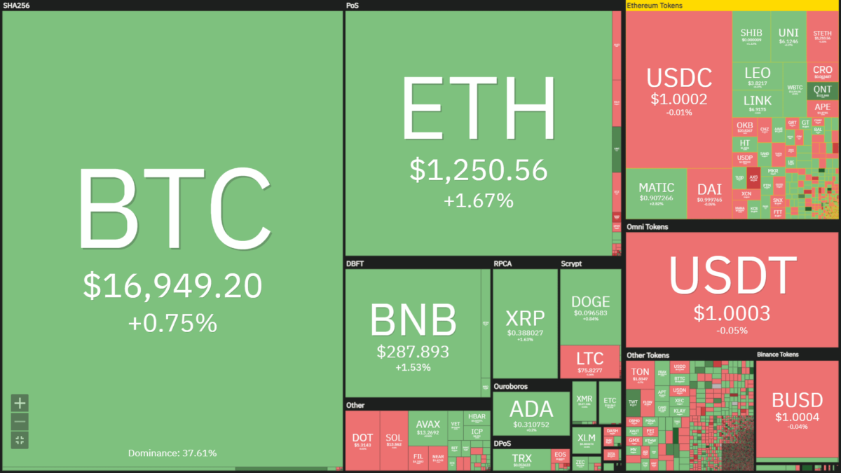 mapa de calor de los precios de las criptomonedas,