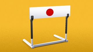 Ilustración de un obstáculo con la bandera de Japón como barra. 