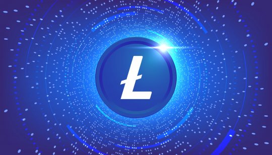 Bandera de Litecoin LTC.  Fondo de banner de concepto de criptomoneda de moneda LTC.