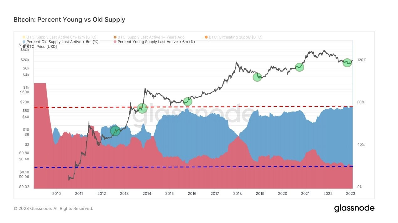 Bitcoin: Percent Young vs Old Supply