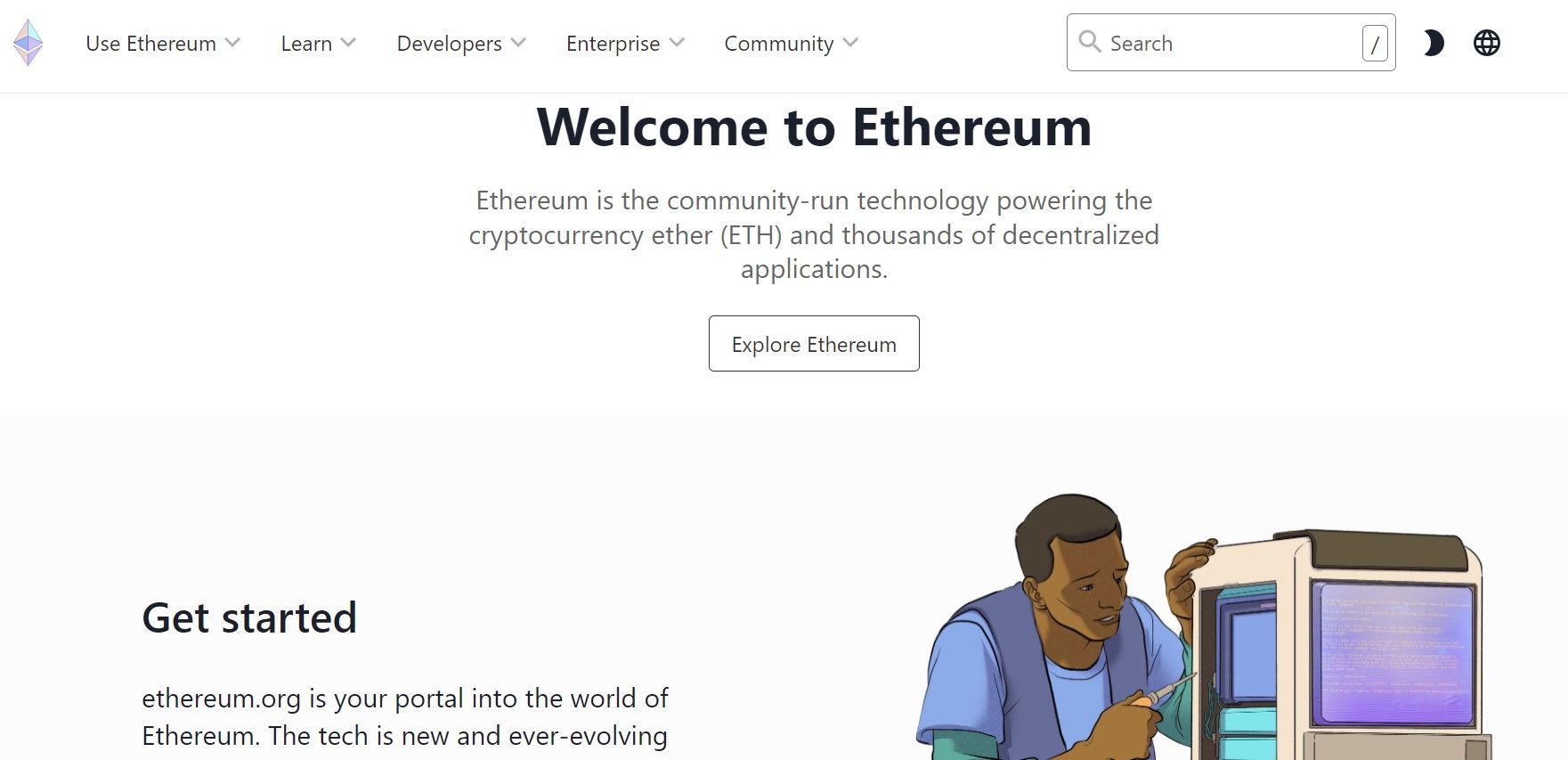 Una captura de pantalla de la cadena de bloques de Ethereum