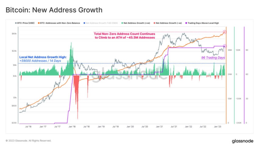 BTC address growth - Glassnode