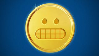 Ilustración del emoji haciendo muecas como una moneda de oro.