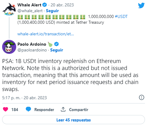 Resumen semanal BeInCrypto Tether acuña $1 mil millones de USDT en la red Ethereum