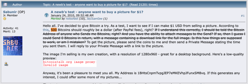 Posible primera compraventa con Bitcoin por una imagen JPEG por 500 BTC.