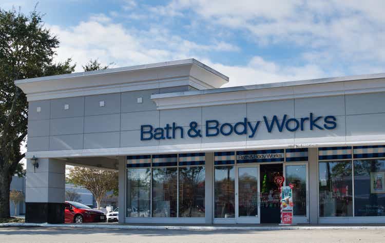 Escaparate y estacionamiento de Bath and Body Works en Houston TX.