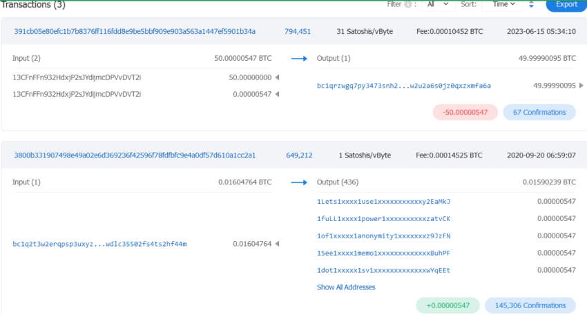 Movimiento del monedero de BTC luego de 13 años de letargo. 