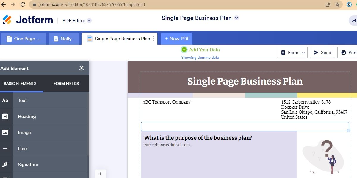 Plantilla de plan de negocios en línea de Jotform