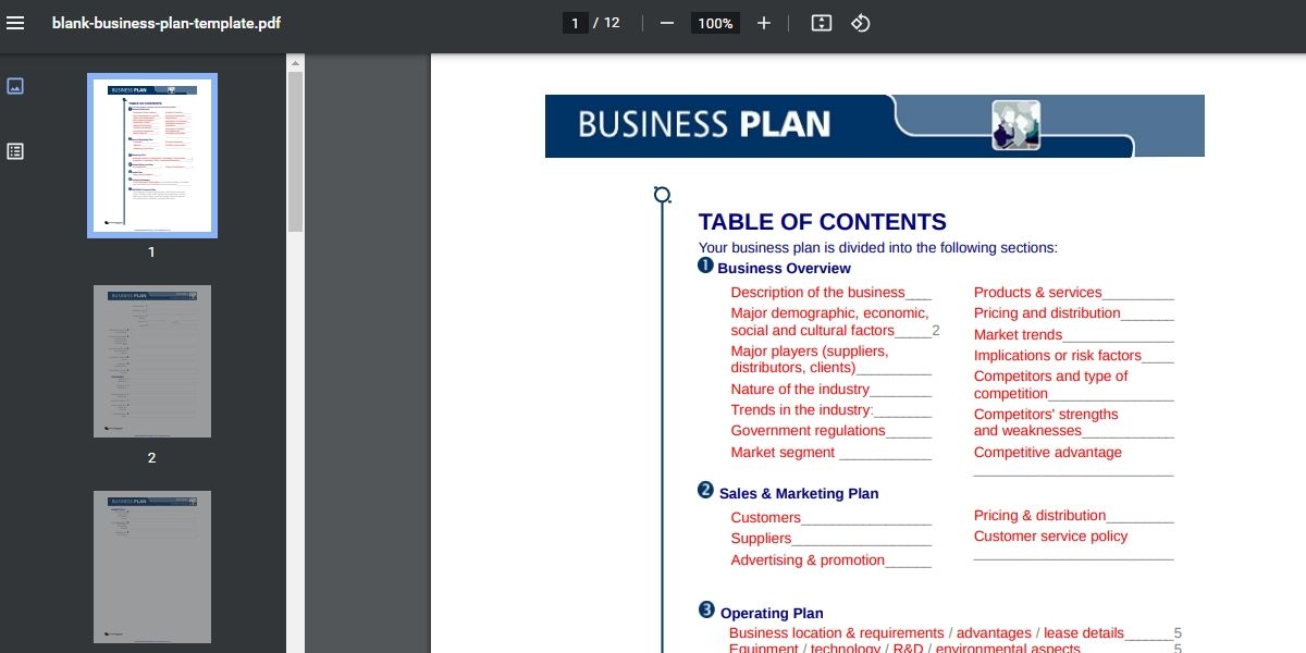 Tidyfom pdf plantilla de plan de negocios