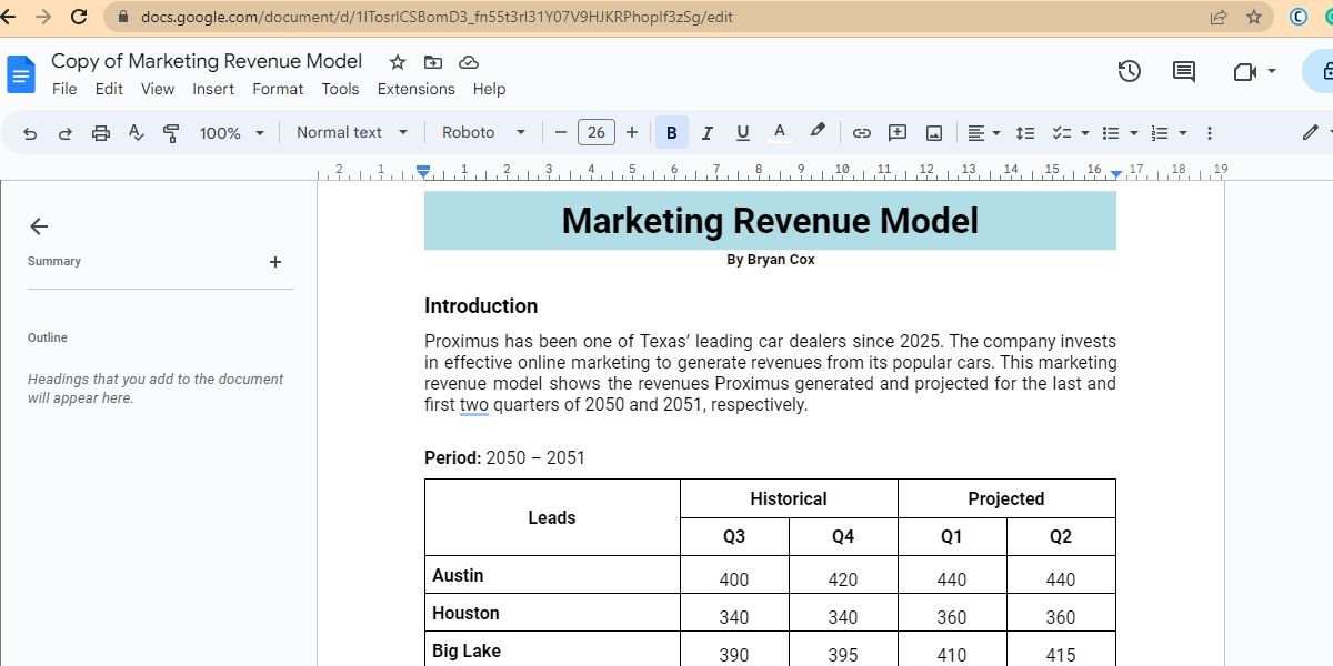 Plantilla empresarial Template.net en Google Docs