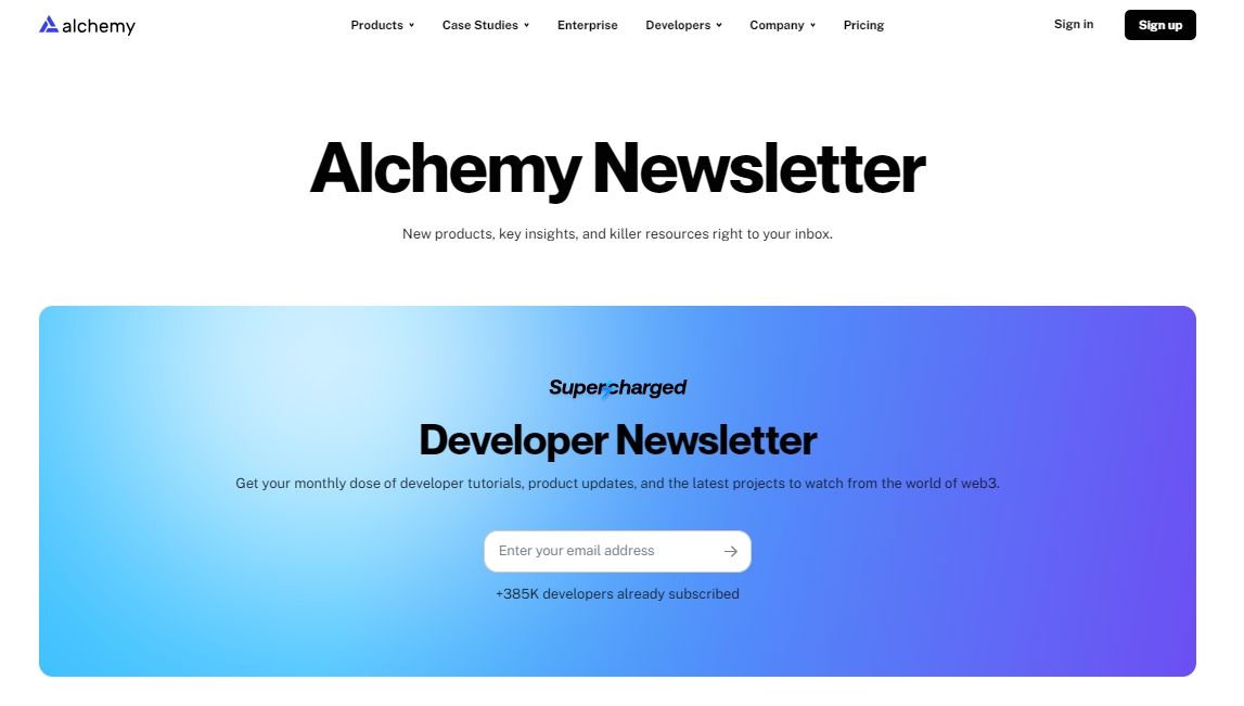 Captura de pantalla de Alchemy Newsletter