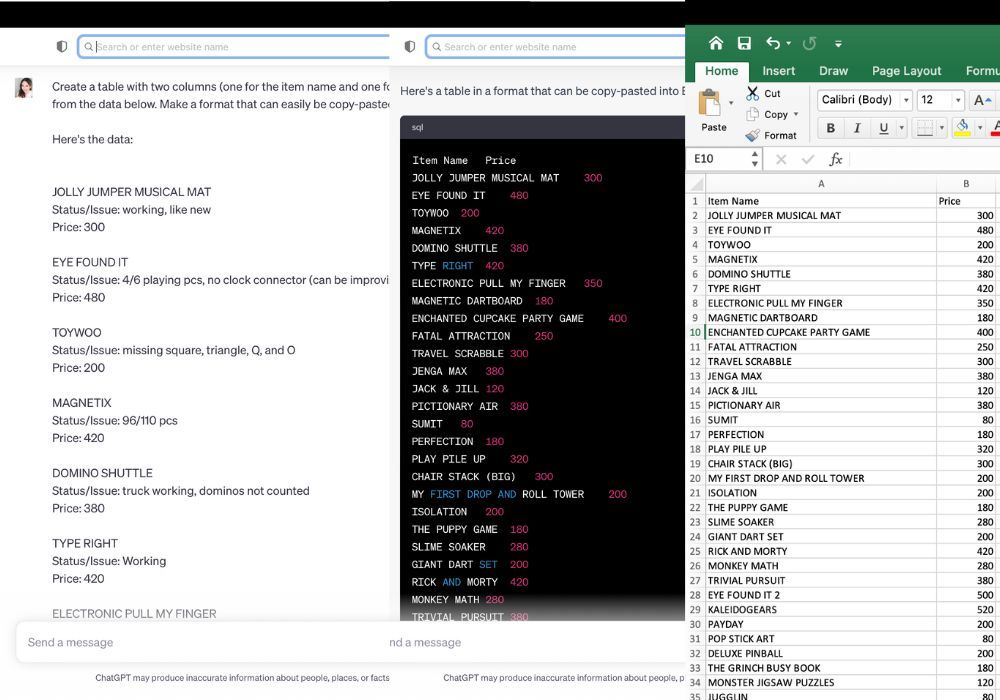 Use ChatGPT para convertir texto en datos aptos para Excel-1