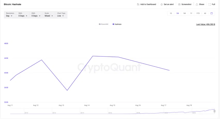 El hashrate de Bitcoin.