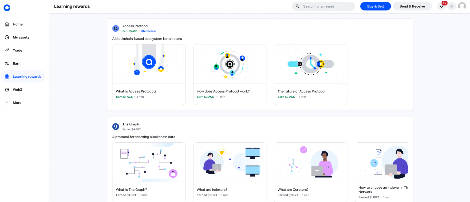 Coinbase aprendiendo recompensas criptográficas