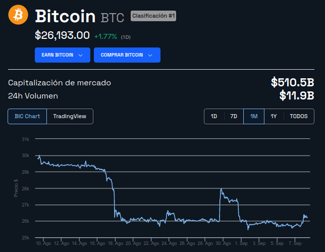 Precio de Bitcoin - 1 mes