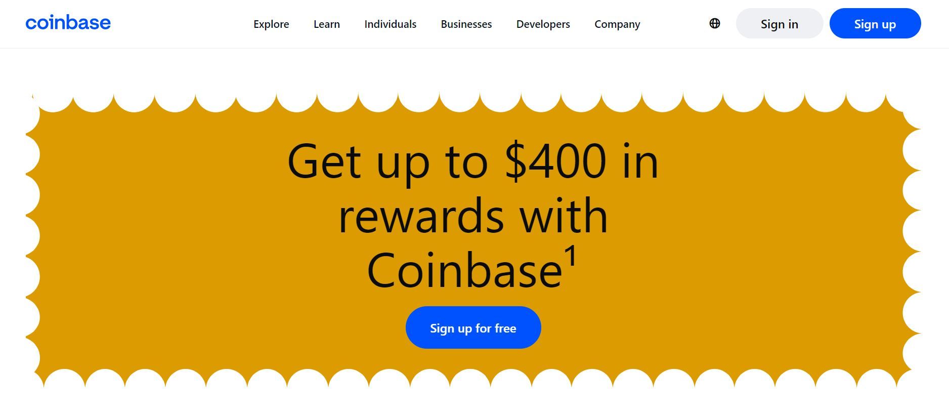 captura de pantalla de la página del programa de fidelización de Coinbase