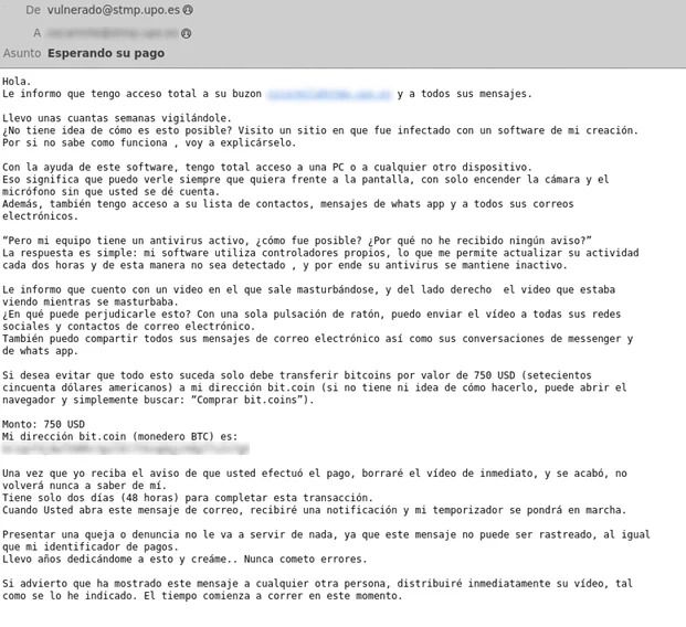 correo sextorsion españa bitcoin