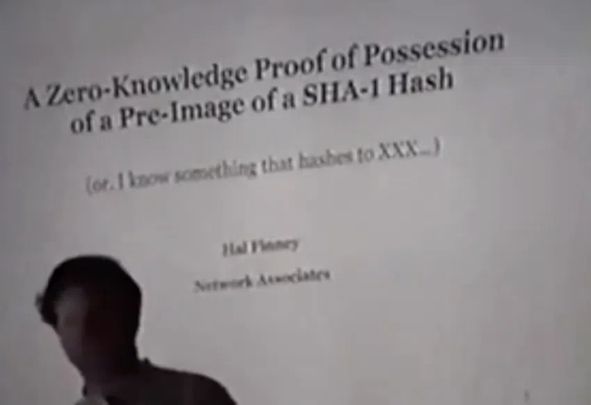 Hal Finney descubre una charla de hace 25 años sobre cripto de conocimiento cero. 