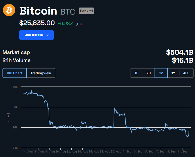 Precio de Bitcoin - 1 mes