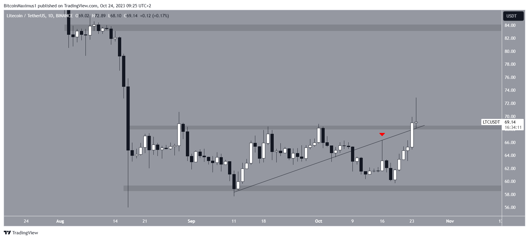 Movimiento del precio de Litecoin (LTC)