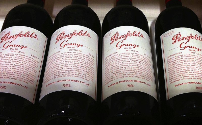 Botellas de Penfolds Grange a la venta en una tienda de vinos en Sydney