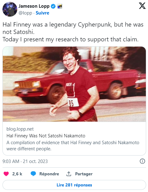 Hal Finney no sería Satoshi Nakamoto, señala Jameson Lopp