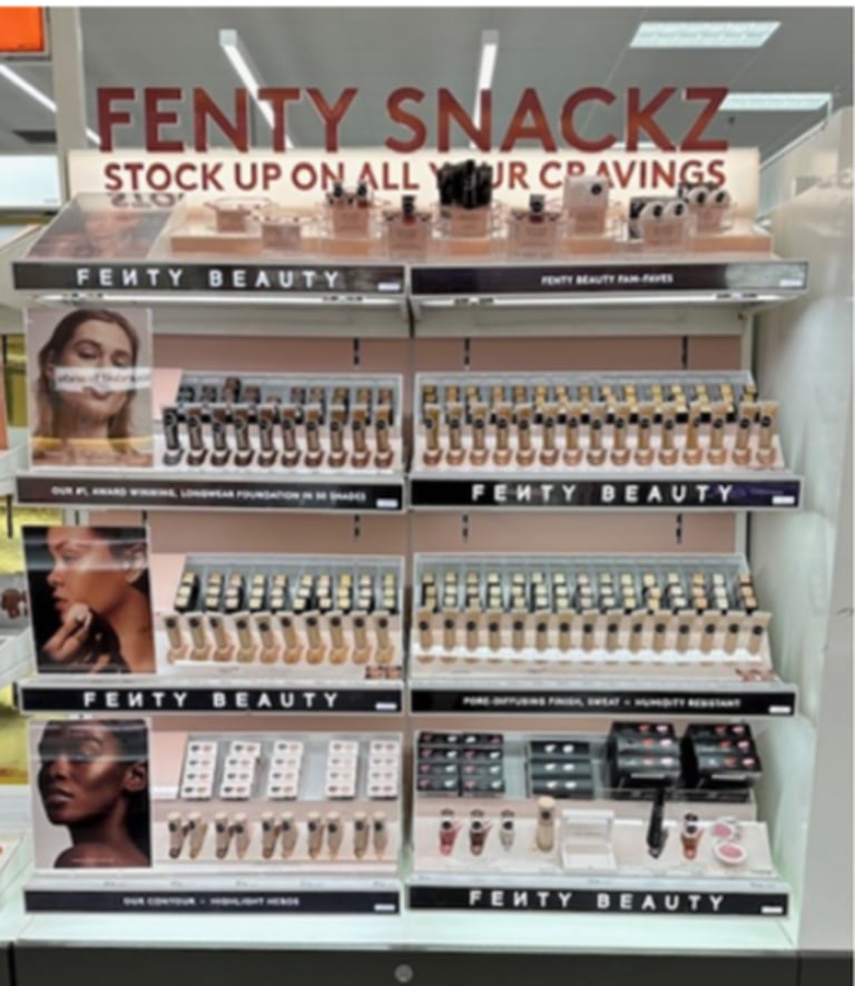 La exhibición de Fenty Snackz en Ulta Beauty en Target.