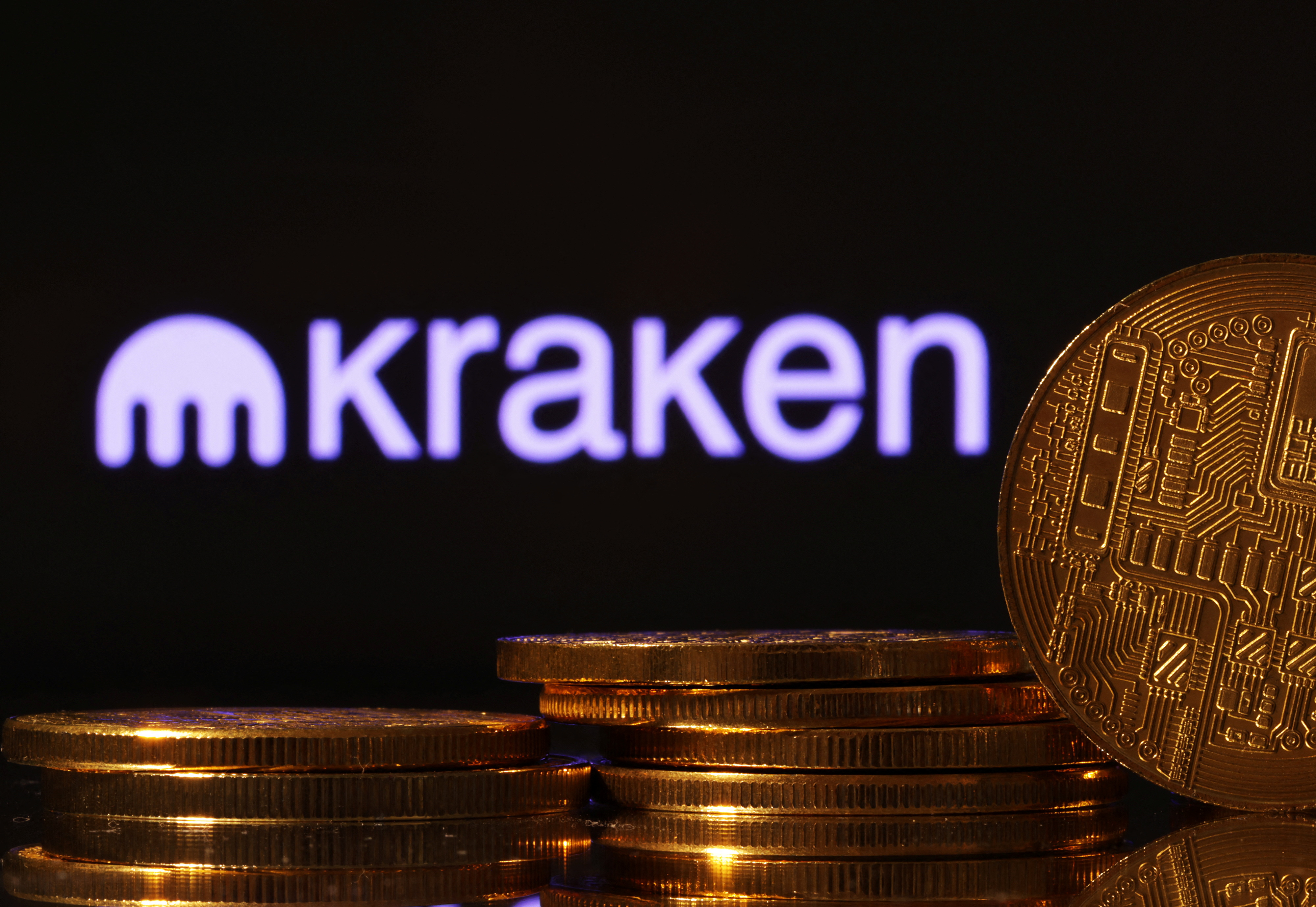 La ilustración muestra el logotipo del intercambio de criptomonedas Kraken