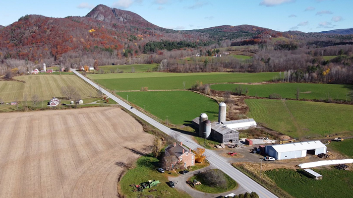 Vista aérea de una granja de Vermont