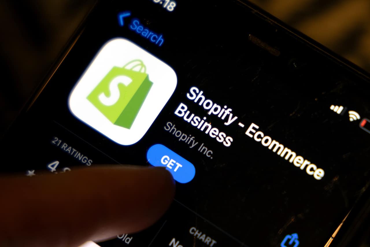 Aplicación Shopify en el teléfono