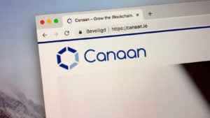 Navegador web que muestra el logotipo de Canaan (CAN) en el sitio web.