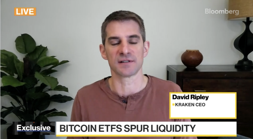 David Ripley, CEO de Kraken, en Bloomberg Crypto Show. Fuente: Bloomberg