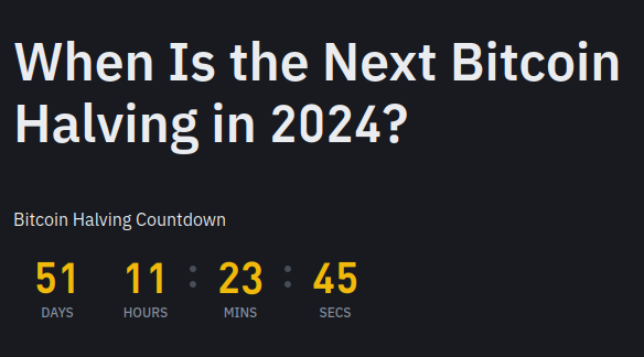 Cuenta regresiva para el halving de Bitcoin. Fuente: Binance