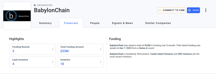 Detalles de la financiación de Babylon. Fuente: Crunchbase
Binance staking Bitcoin