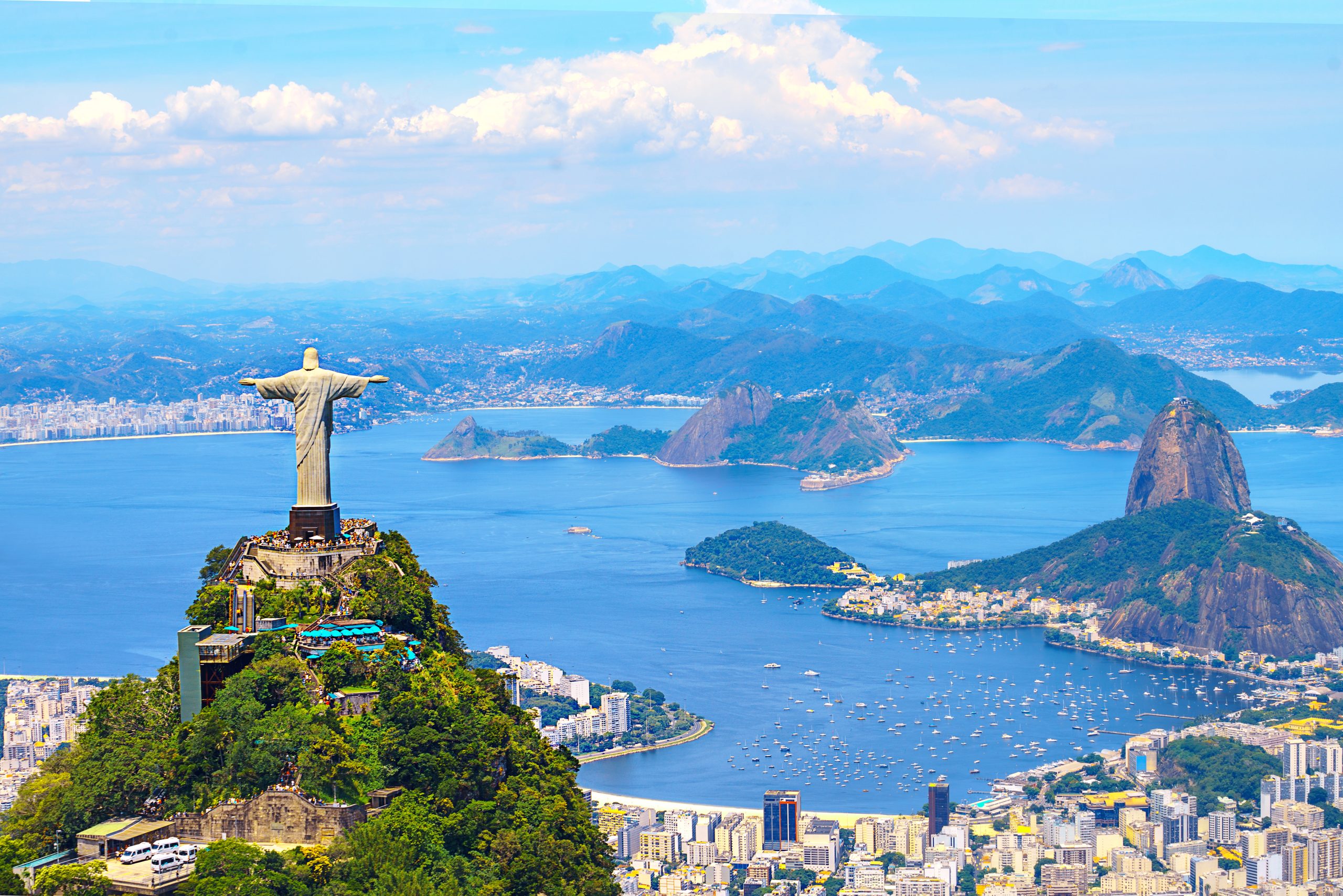 Vista aérea de Río de Janeiro con el Cristo Redentor Brasil América Latina