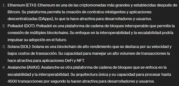 ChatGPT predice cuáles criptomonedas explotarán en marzo 2024