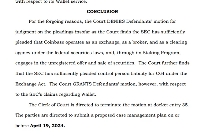 Extracto del fallo judicial. Fuente: X/@WuBlockchain