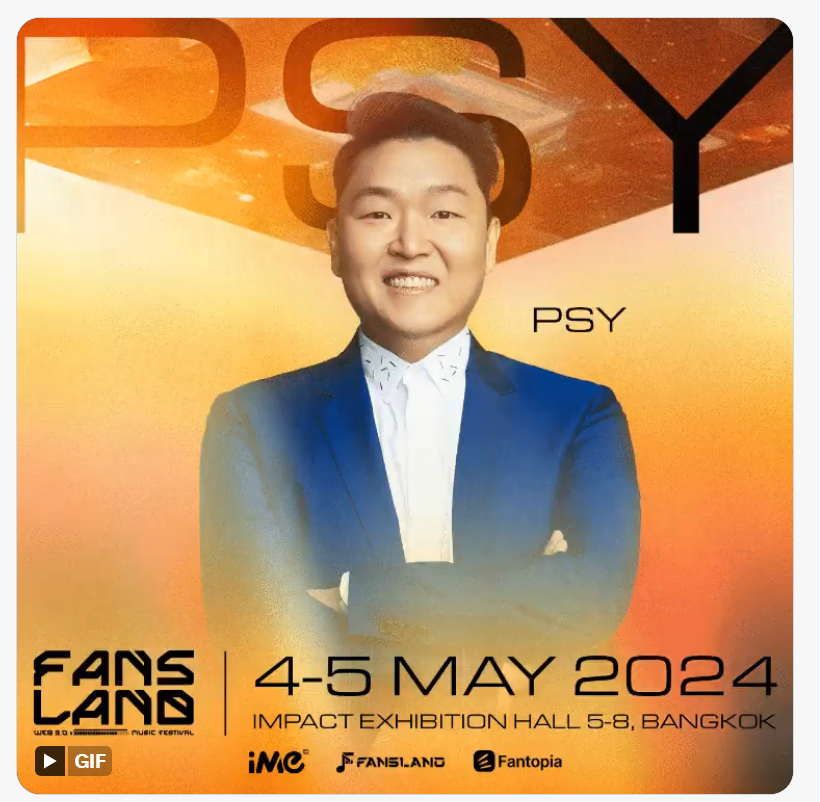 El aclamado cantante de pop surcoreano PSY aparecerá en el próximo festival de música de Fansland en Tailandia (X)