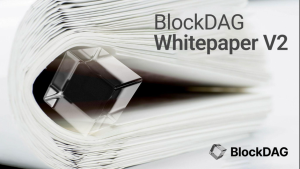 cubo blockdag en papel blanco