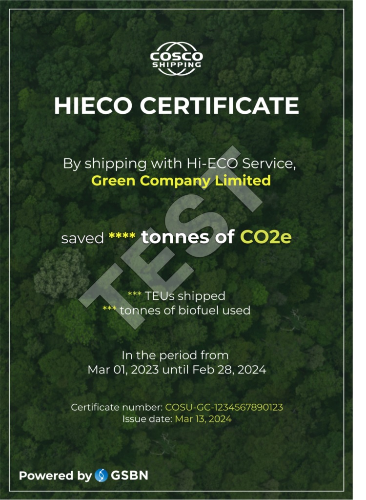 certificado verde de envío cosco