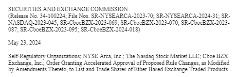 La SEC de Estados Unidos aprueba los primeros ETF spot de Ethereum