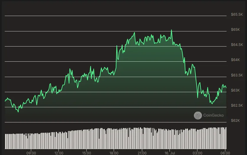 Evolución del precio de Bitcoin (BTC) - 24 horas