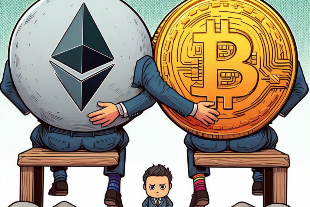 Personajes de Bitcoin y Ethereum