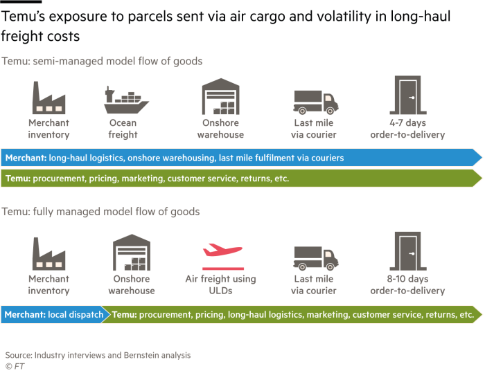 Diagrama de flujo del grupo de comercio electrónico chino Temu