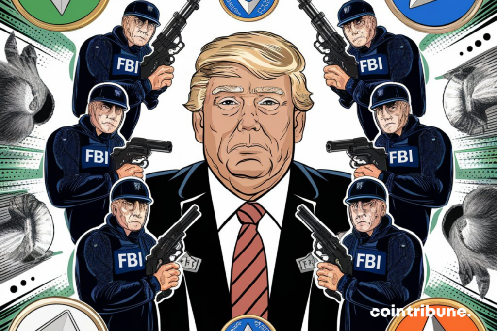 Trump rodeado de agentes del FBI y criptomonedas