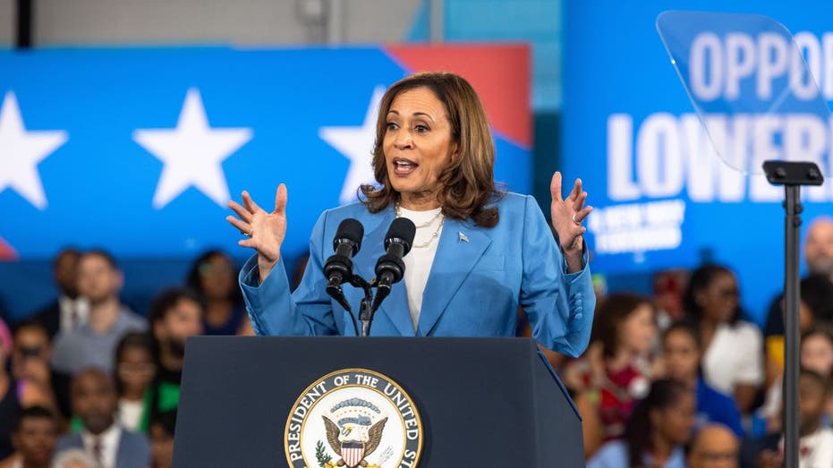 La vicepresidenta Kamala Harris habla sobre su plataforma política, incluida la mejora del costo de vida para todos los estadounidenses, en el Centro Hendrick para la Excelencia Automotriz el 16 de agosto de 2024, en Raleigh, Carolina del Norte.