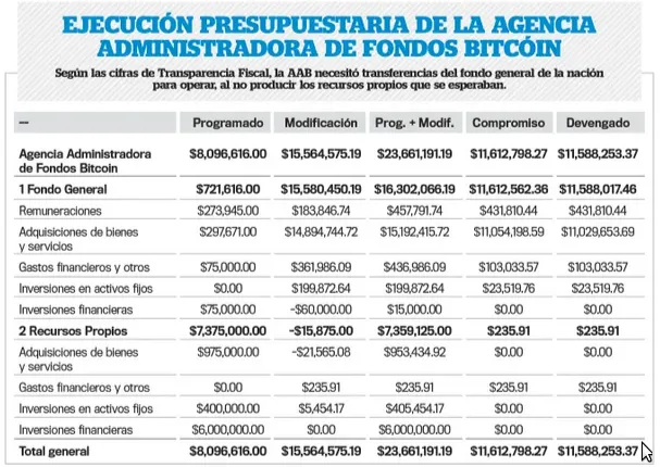 Rendimiento y proyecciones de la Agencia Administradora de Fondos Bitcoin de El Salvador durante 2024. Fuente: La Prensa Gráfica