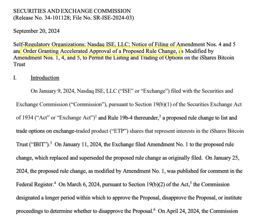 La aprobación del trading de opciones del ETF spot de Bitcoin IBIT de BlackRock. 