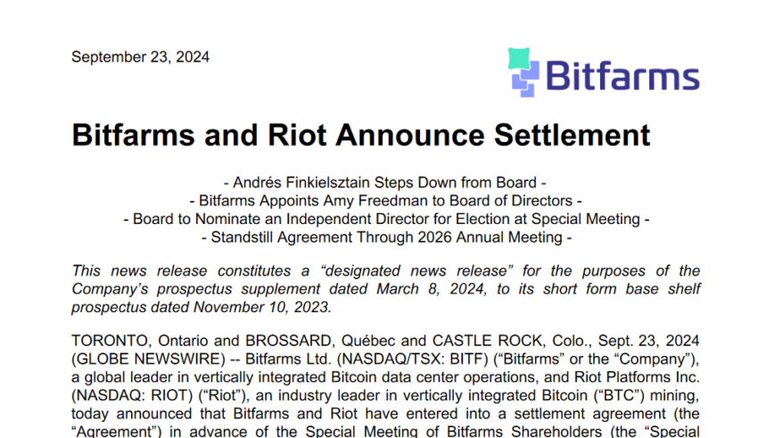 Acuerdo Bitfarms Riot