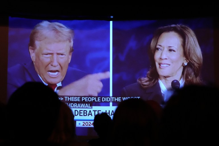 El debate entre Trump y Harris en la pantalla